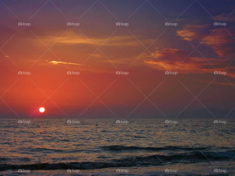 Sunset seen from the Ficocella beach. (Palinuro - Italy ).