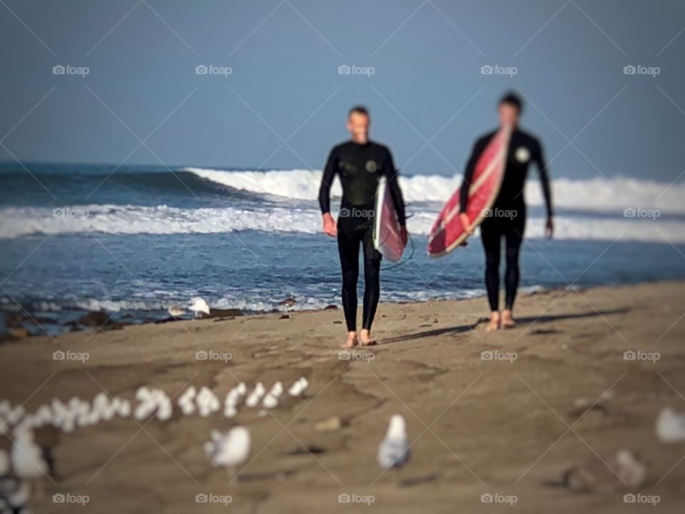 Foap Mission Staying In Good Shape! Surfers With Their Boards Just Out of The Water!