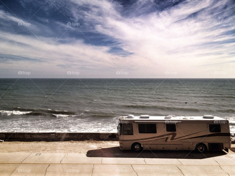 ocean sky clouds road by richieg