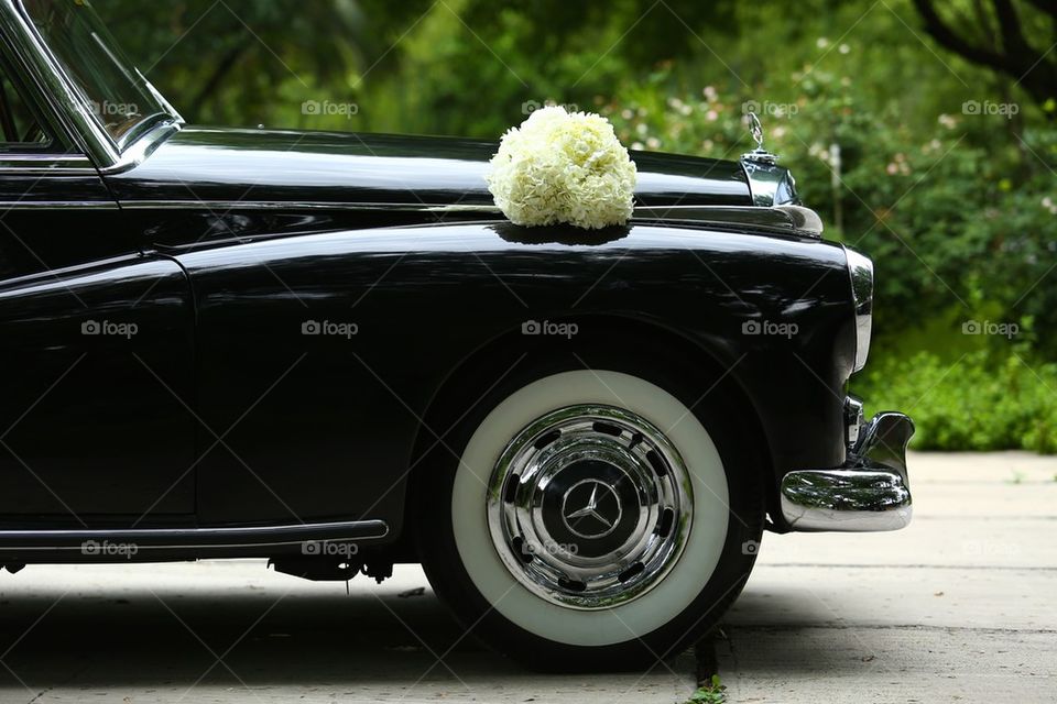 Vintage Mercedes Benz black limo