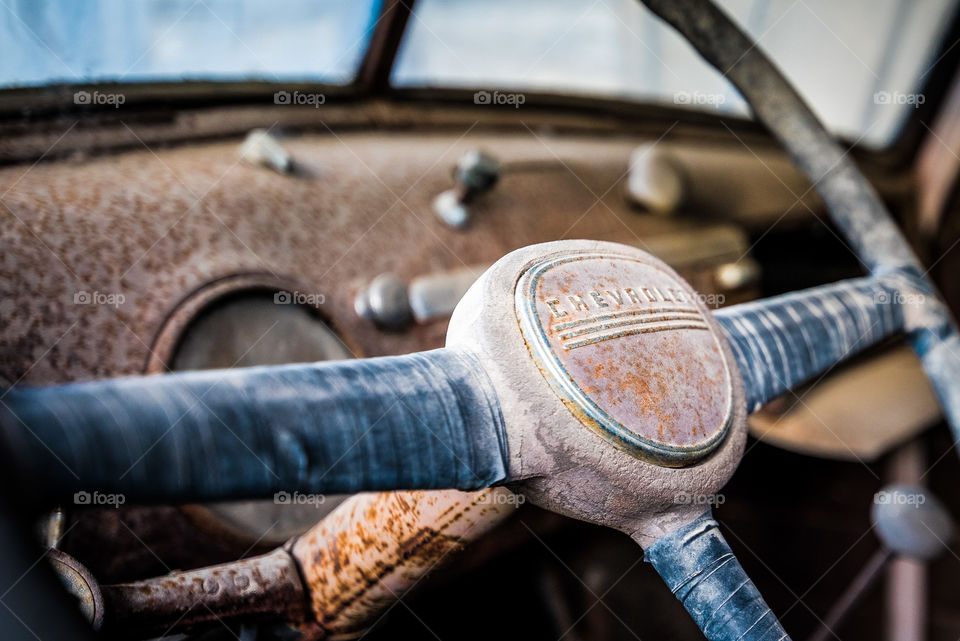 Old Chevy steering wheel. 