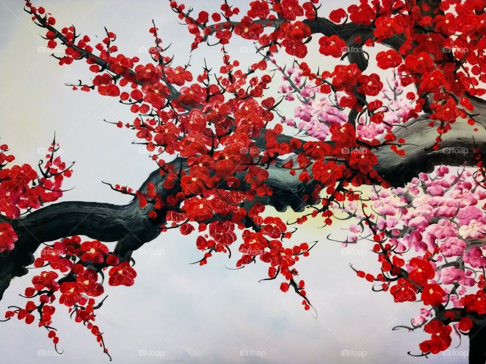 cherry blossom oil painting