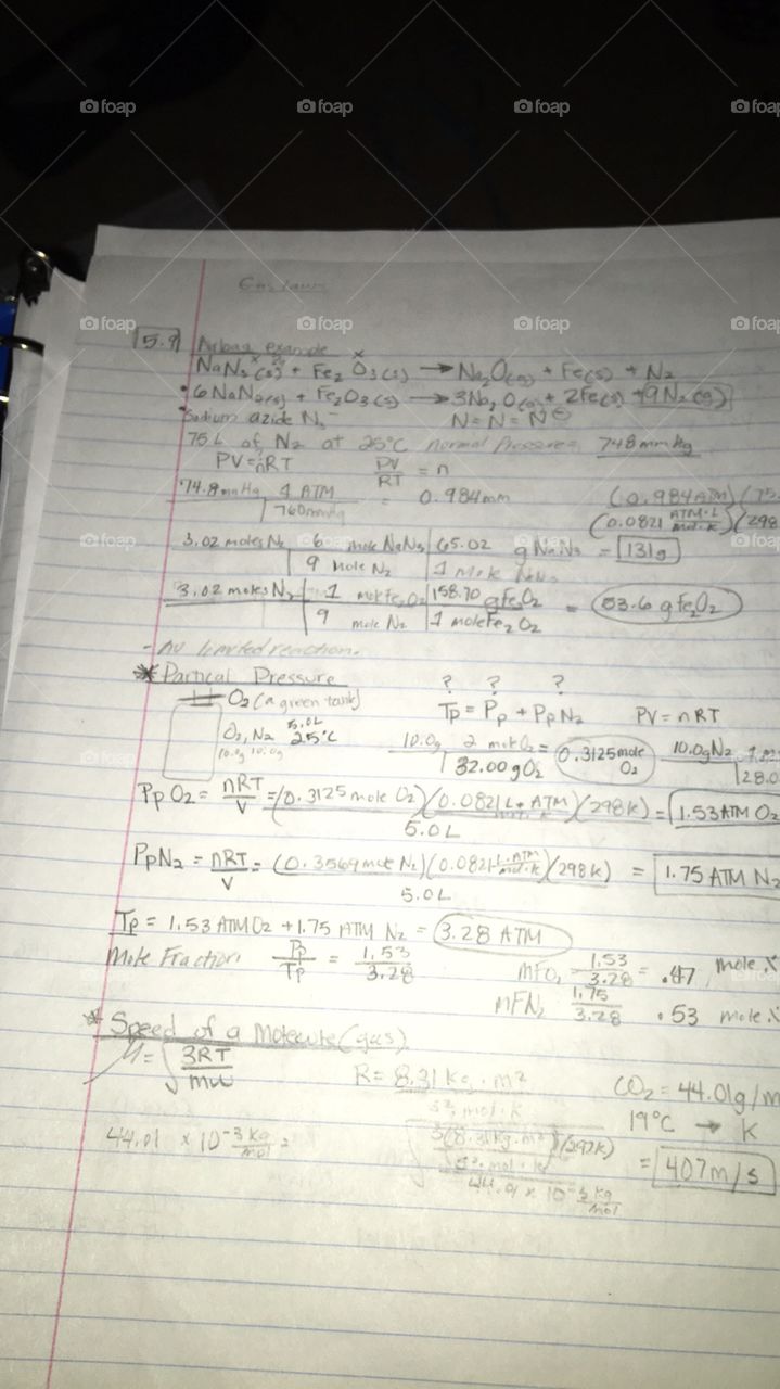 Chemistry notes on partial pressure
