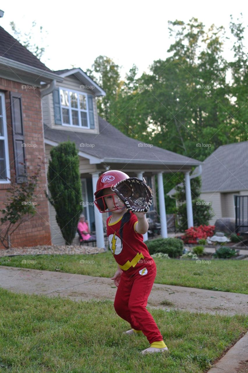 Flash playing baseball 