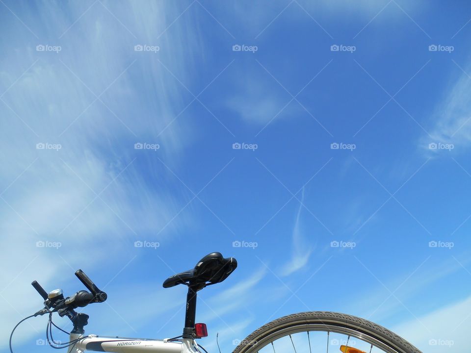 bike on a blue sky background