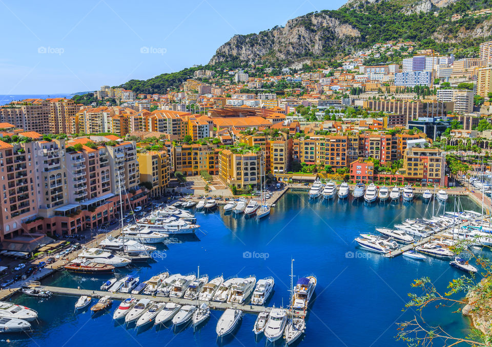 Cityscape of Monte Carlo. Cityscape of Monte Carlo, Monaco. Beautiful sunny day, View over port and city of Monte Carlo