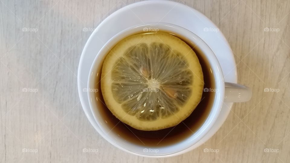 lemon tea. a slice of lemon makes a difference