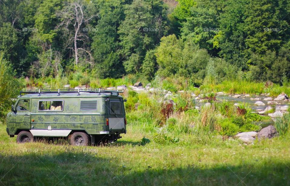 Old car in the forest