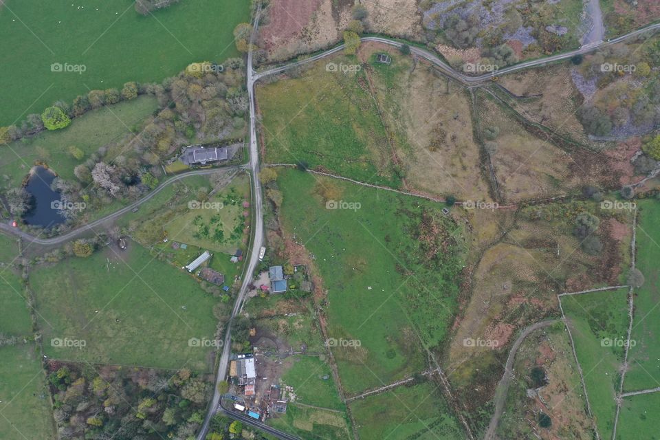 drone picture of farm land