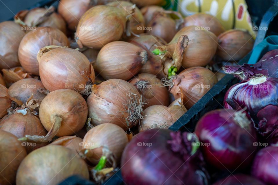 onions on market stall