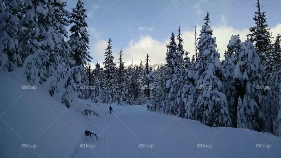 A person skiing on snow