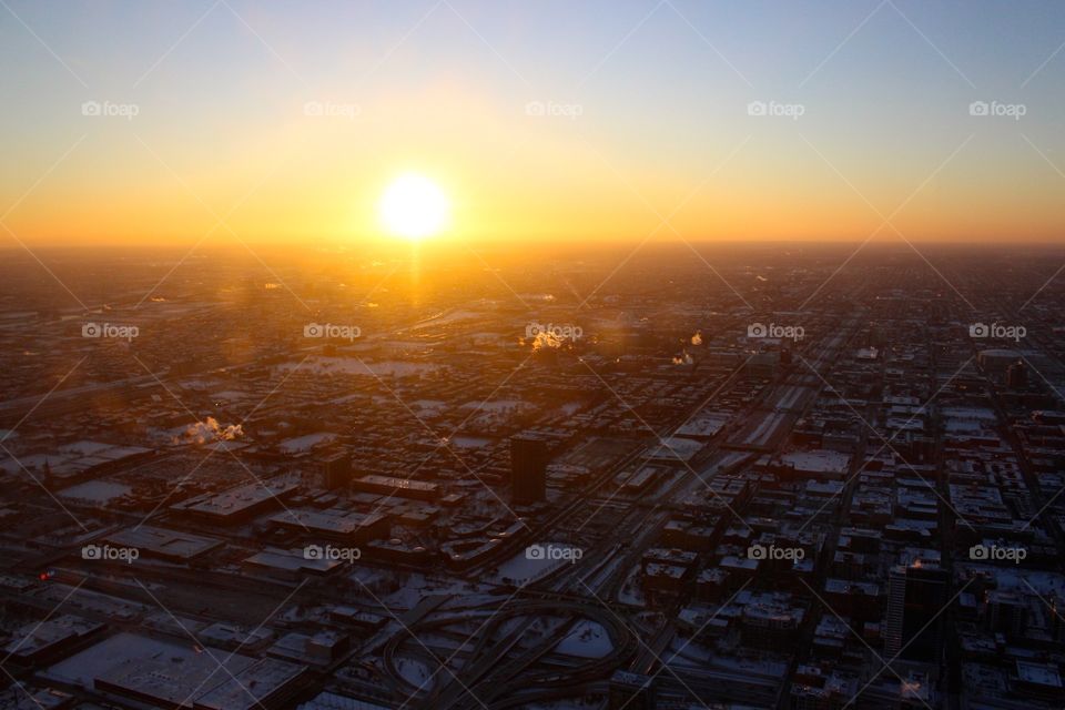 Sunset on top of the world. Sunset from the Willis Tower