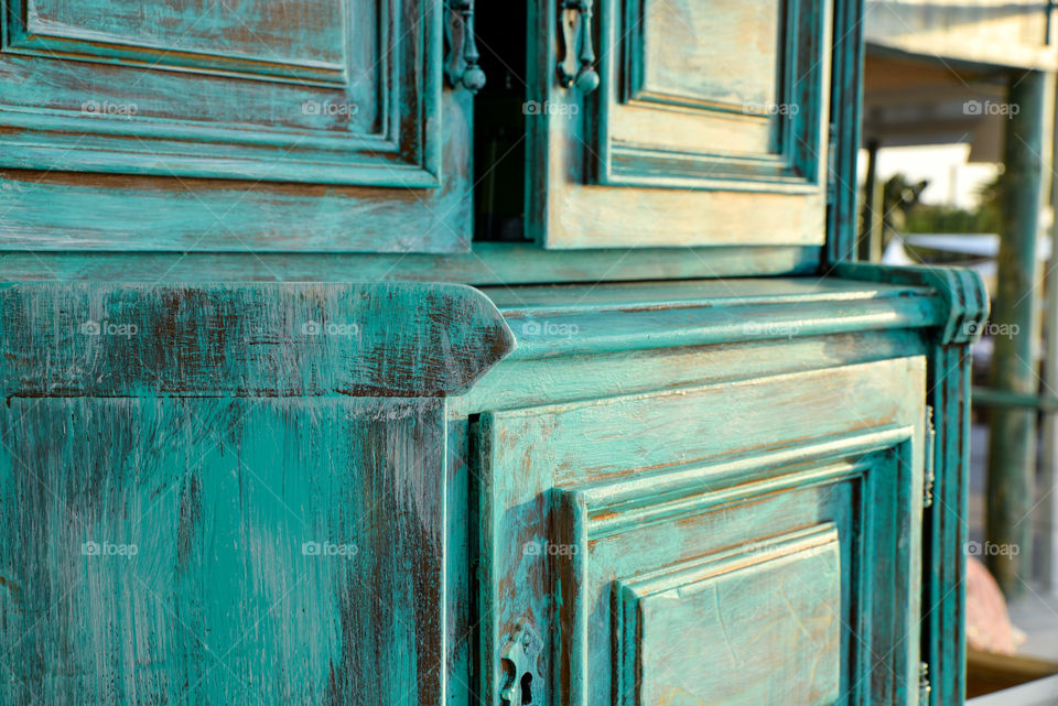 Cabinet doors painted blue