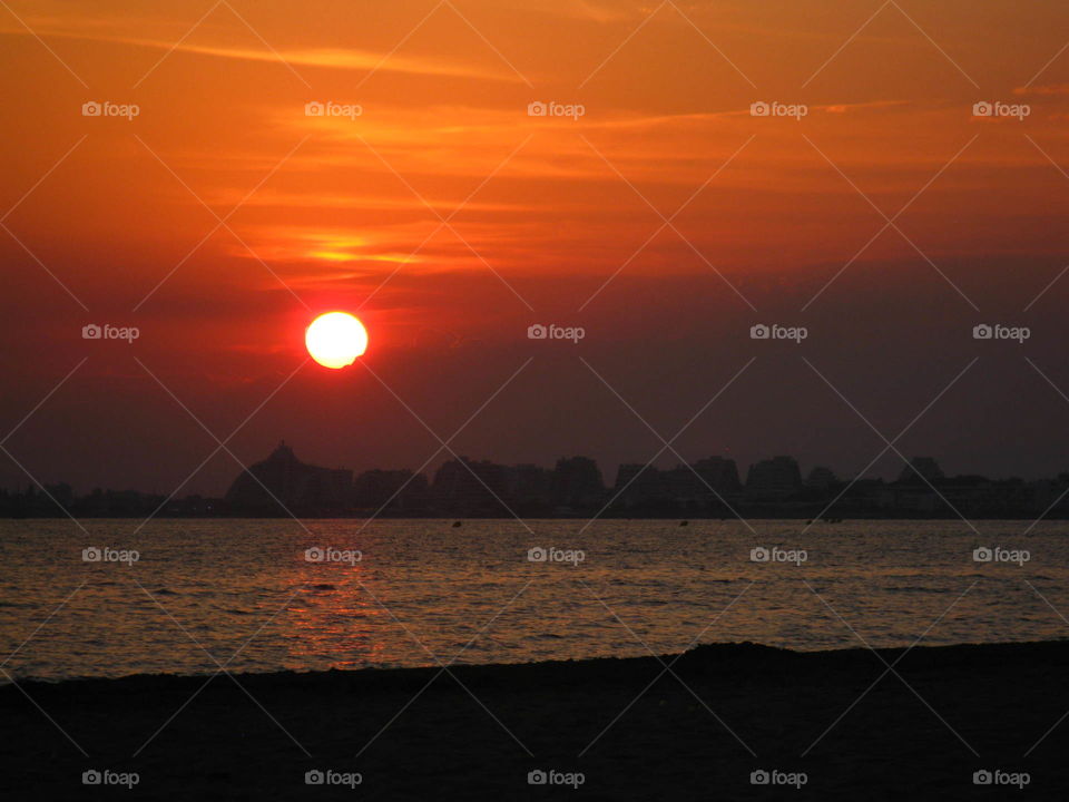 Seascape and sunset in Grau du roi in France