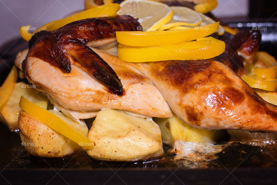 Roasted chicken and vegetables