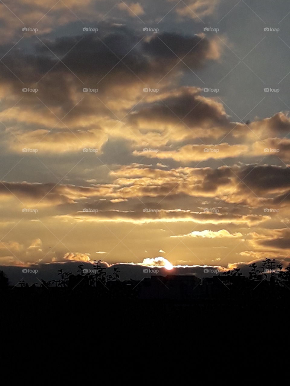 sky and clouds at golden sunset