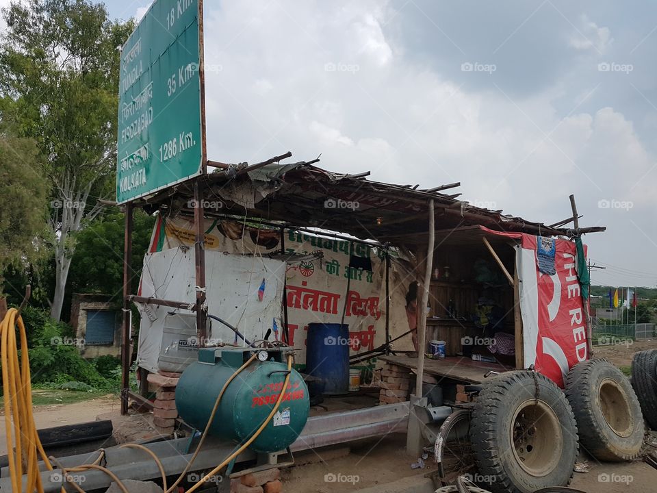 Tyre shop along motorway