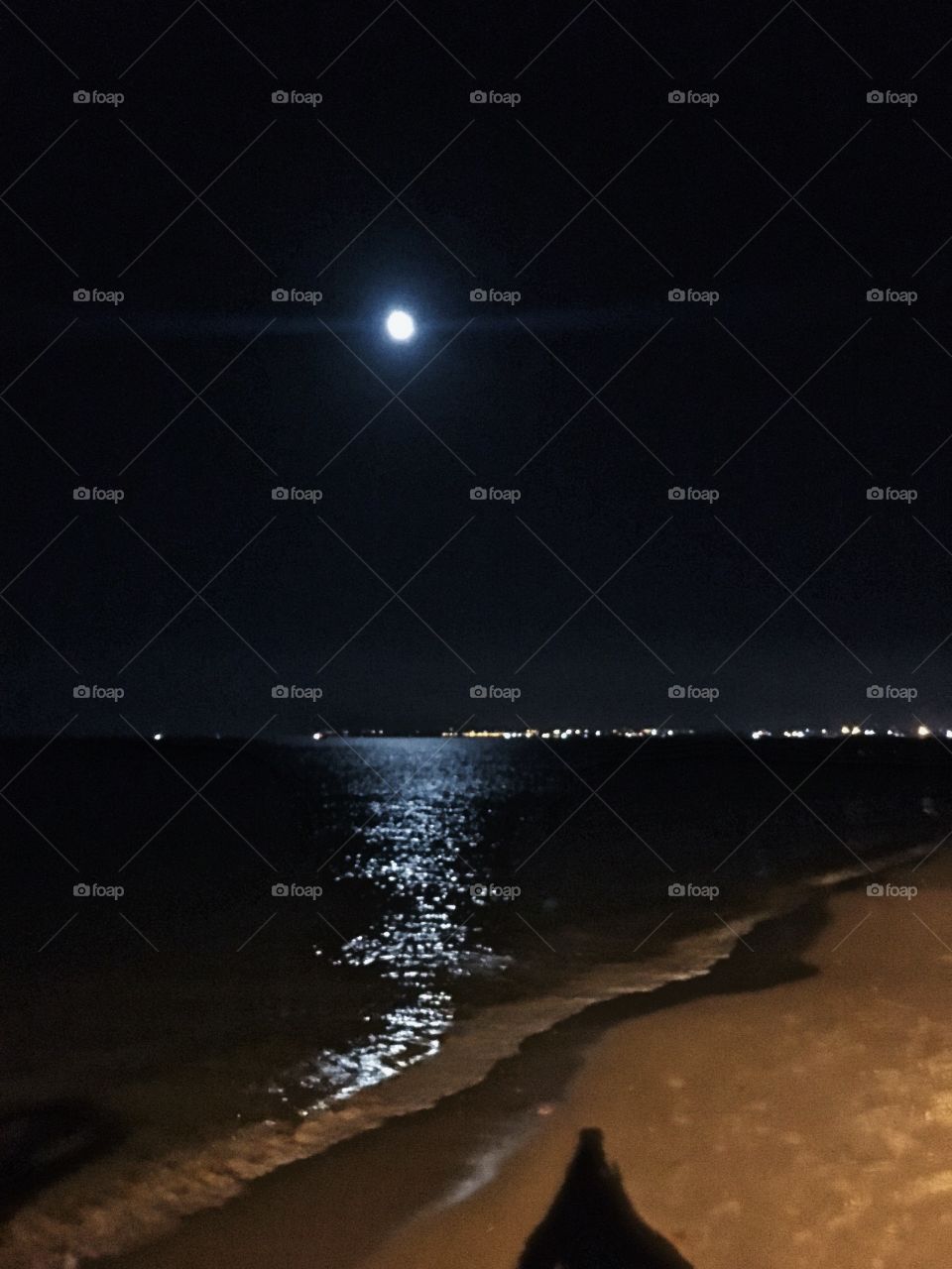 Full moon Sea Mediterranean night
