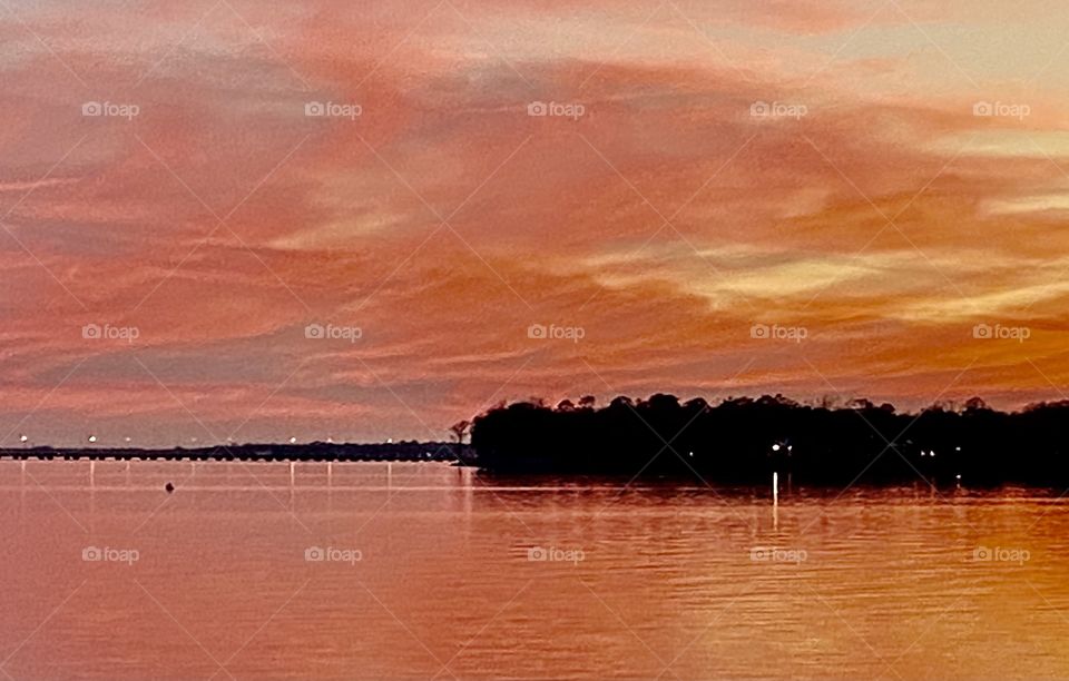 Sunset over the water in Florida