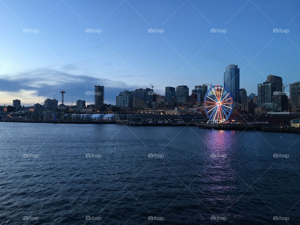 Seattle Waterfront, Great Wheel, Space Needle