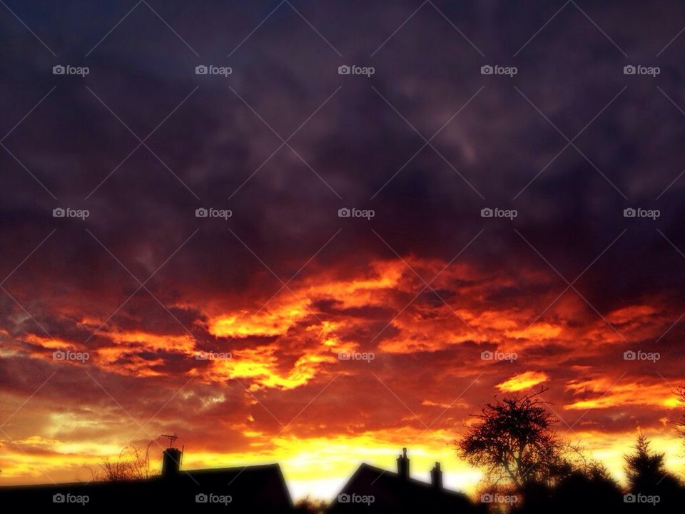 Awesome sunset on fire