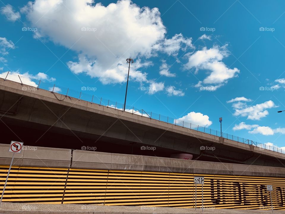 Oblique Expressway with clouds