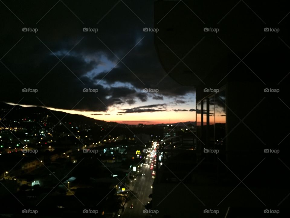 Sunset in San José, Costa Rica, from above