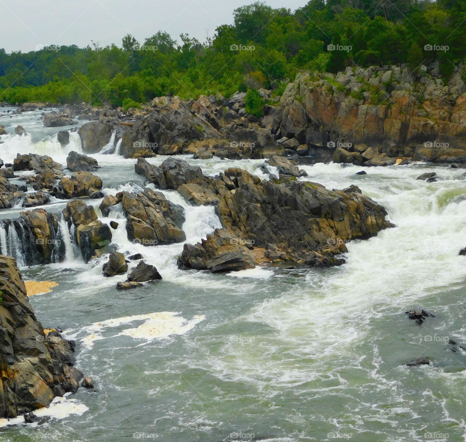 Amazing, waterfall with cascading, crashing, beautiful, and sometimes violent, waterfall, Great Falls, Virginia!