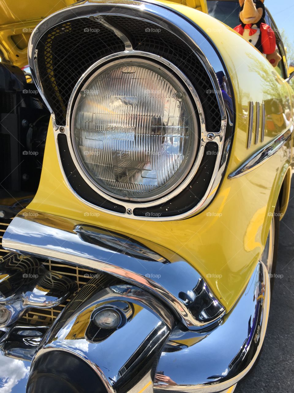 Yellow vintage car headlights 