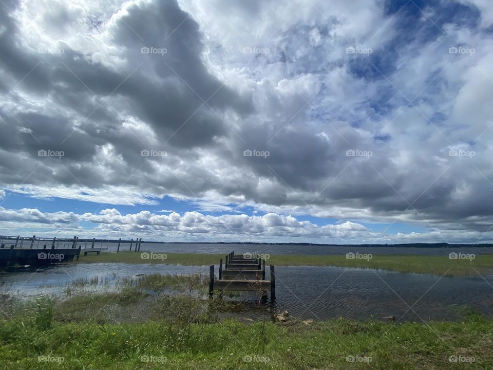 Clouds over lake