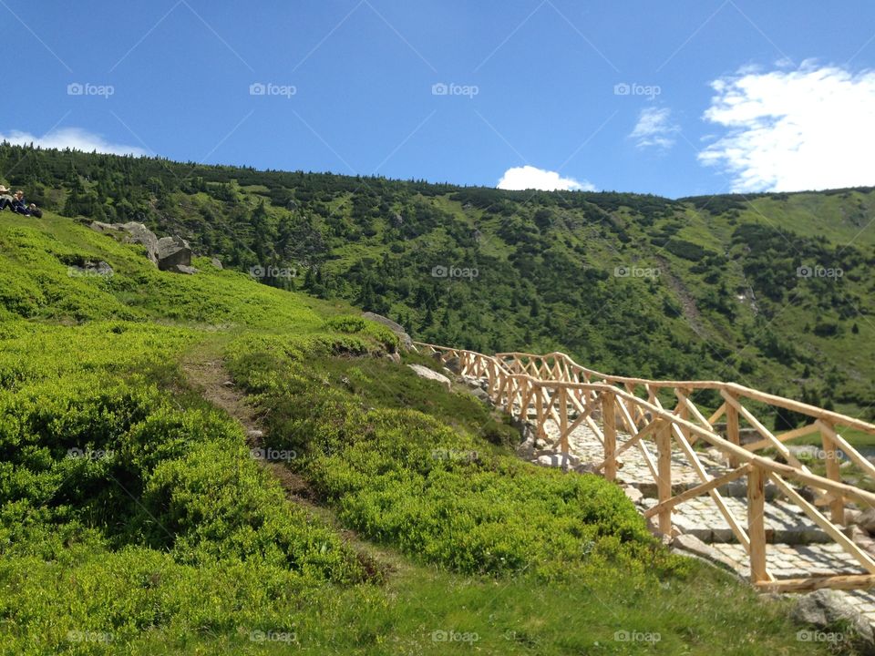 Footbridge at mountain