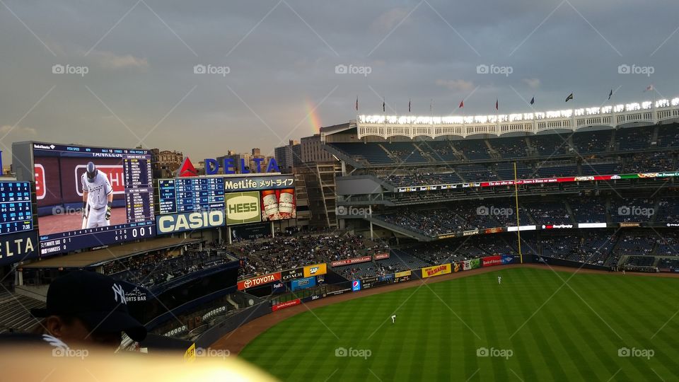 rainbow at Yankee Stadium
