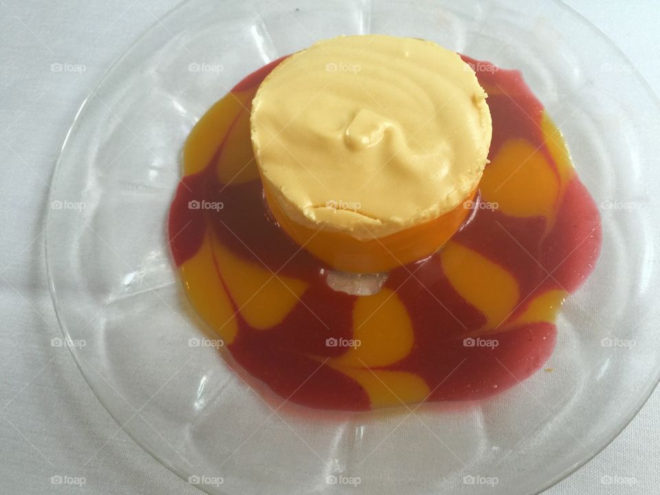 Raspberry mango dessert