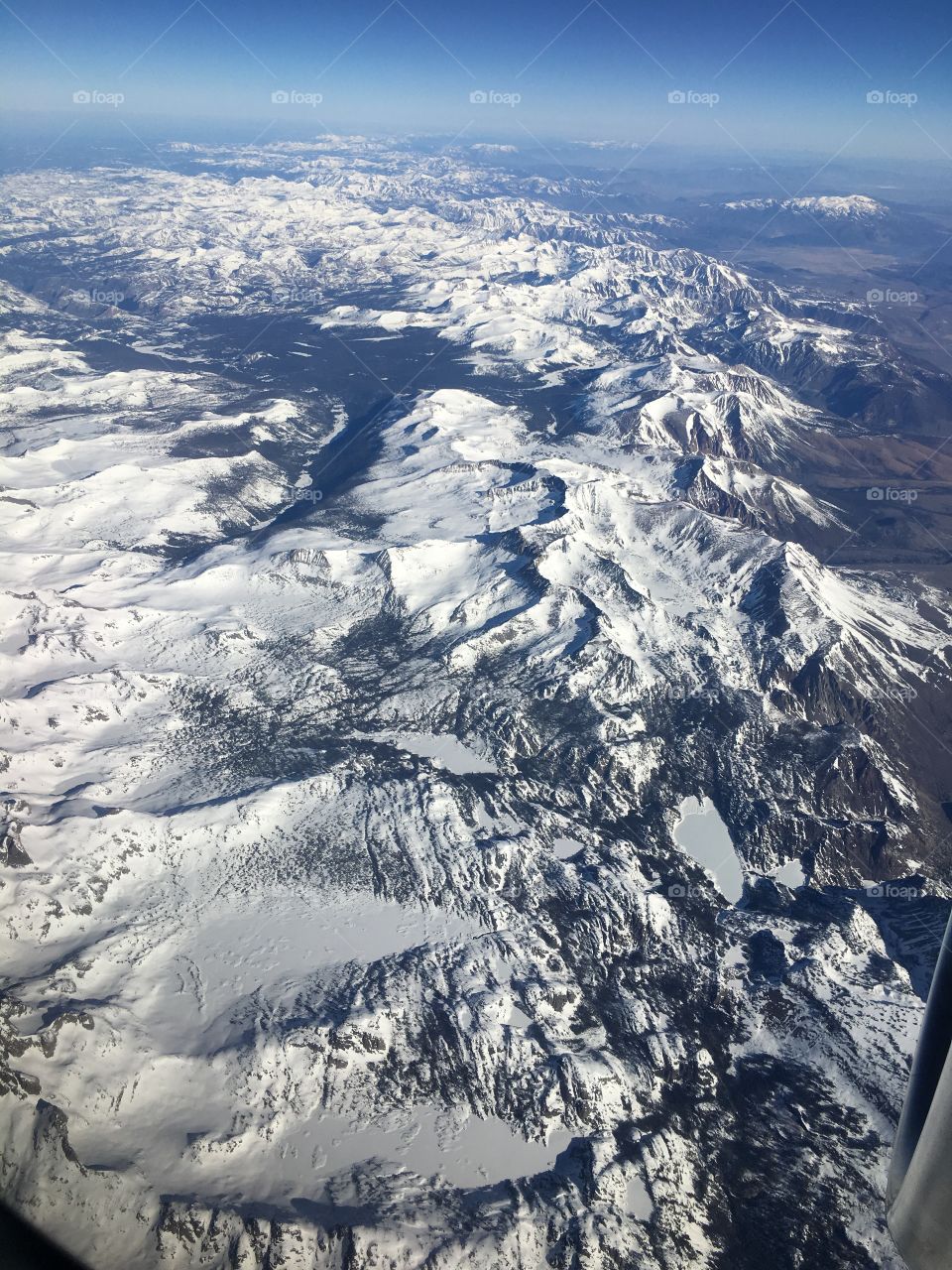 Aerial view of snowy mountains