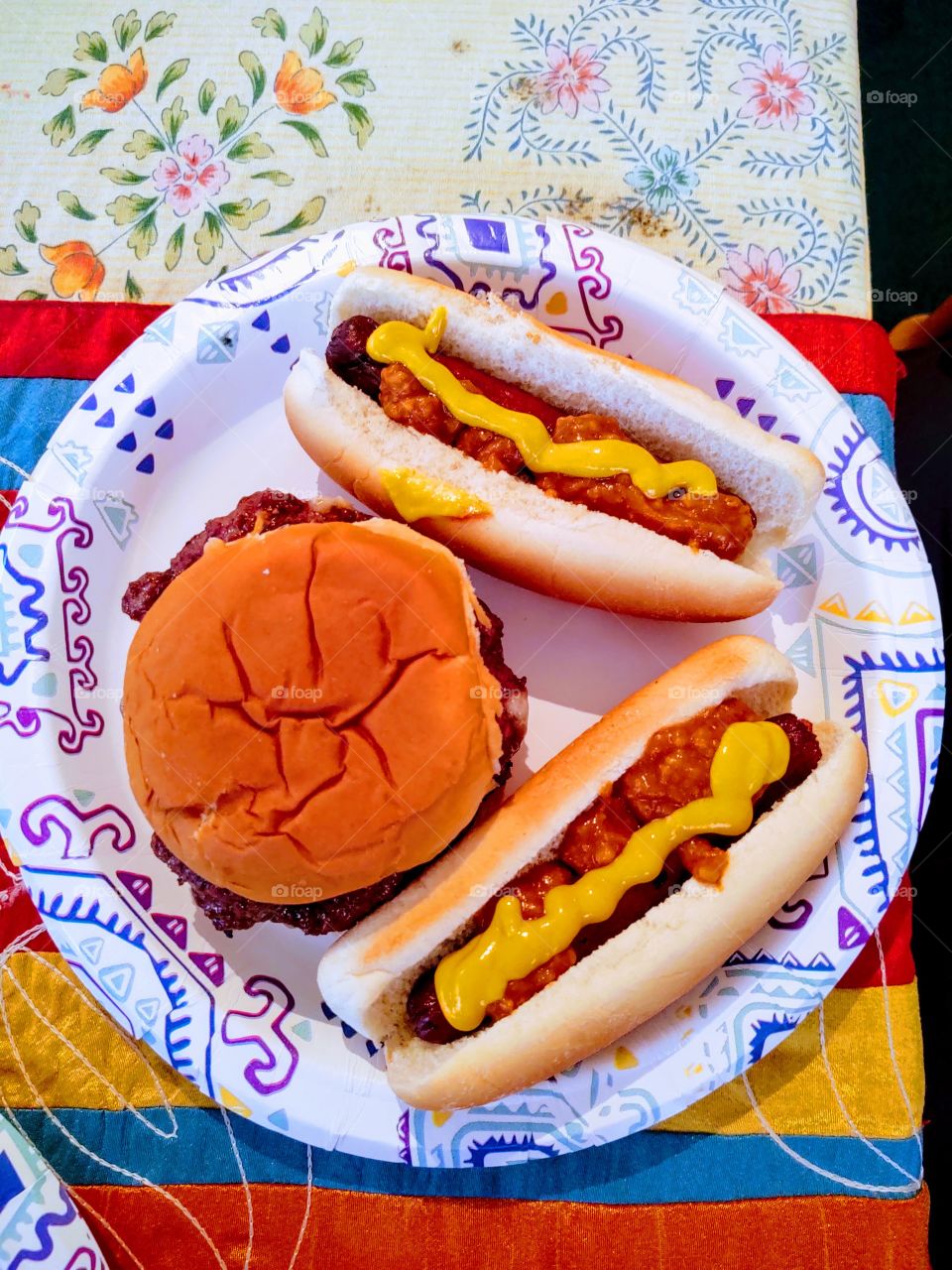 hotdogs and hamburger