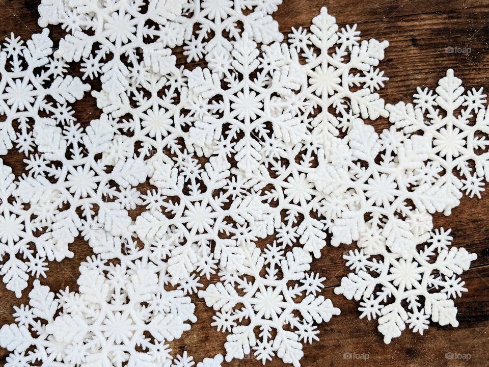 snowflakes on a table
