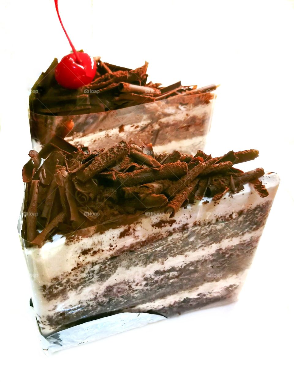 Piece of chocolate cake with icing