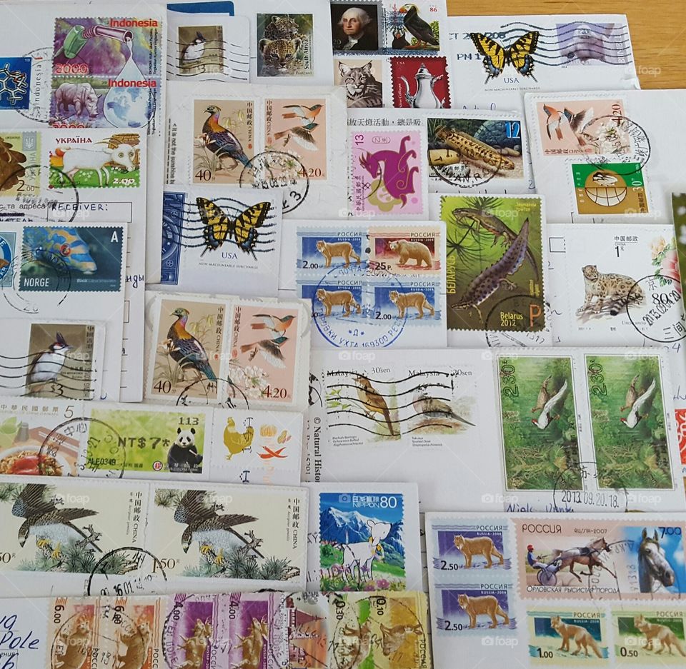 postcrossing stamps animals insects birds