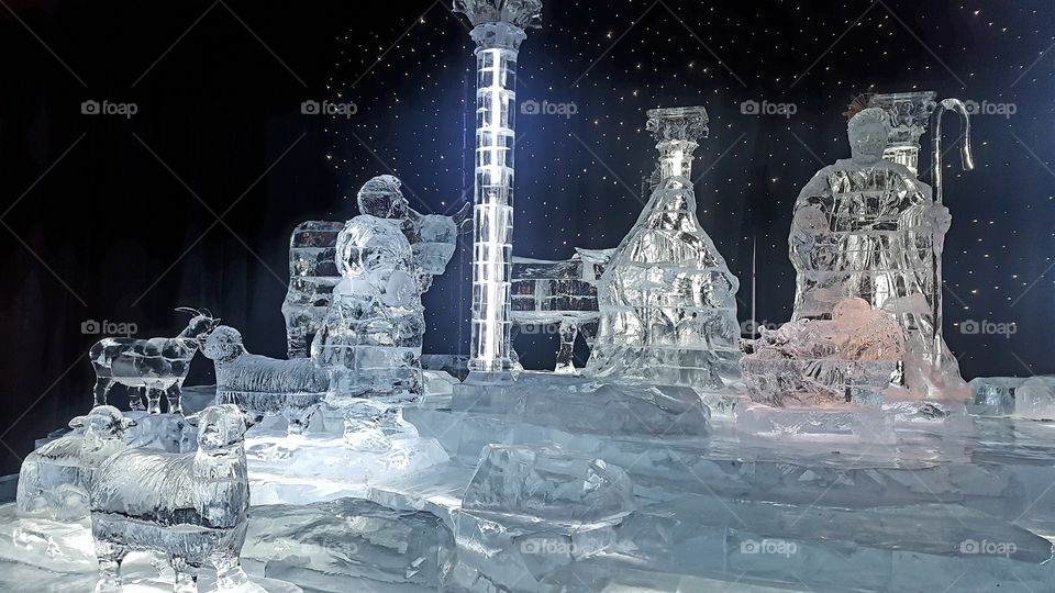 ice sculpture of nativity