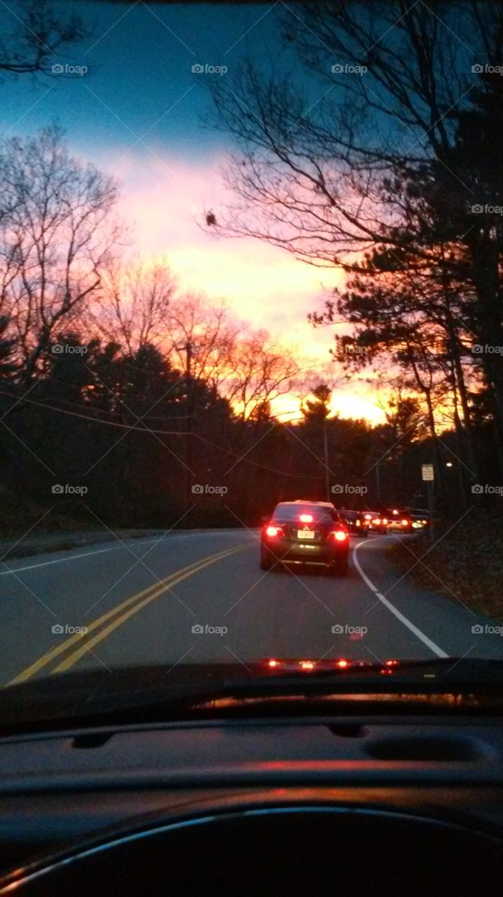 sunset driving