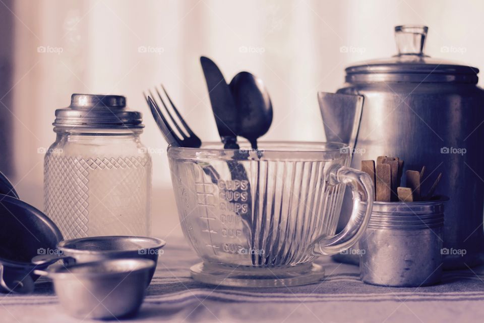 Vintage kitchen items still life