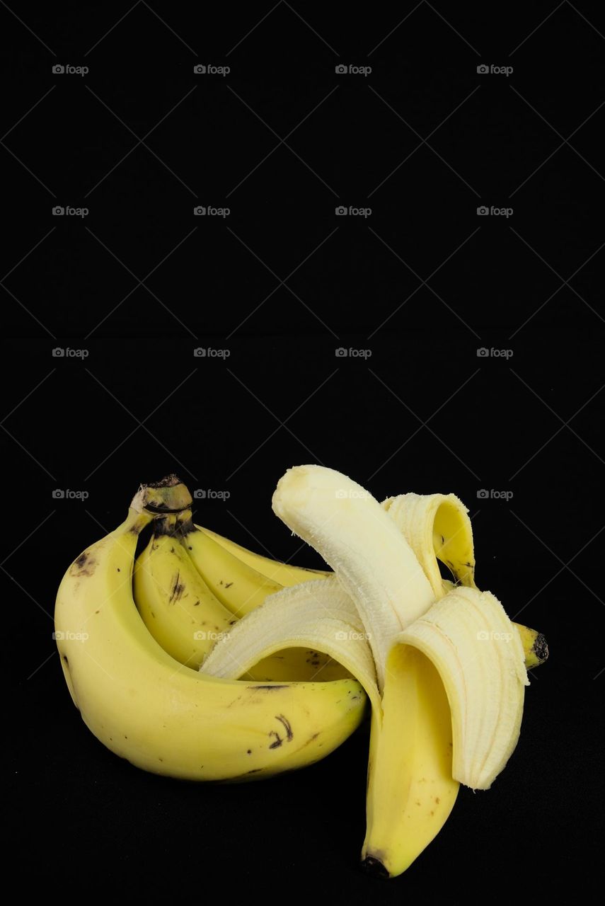 banana in black background