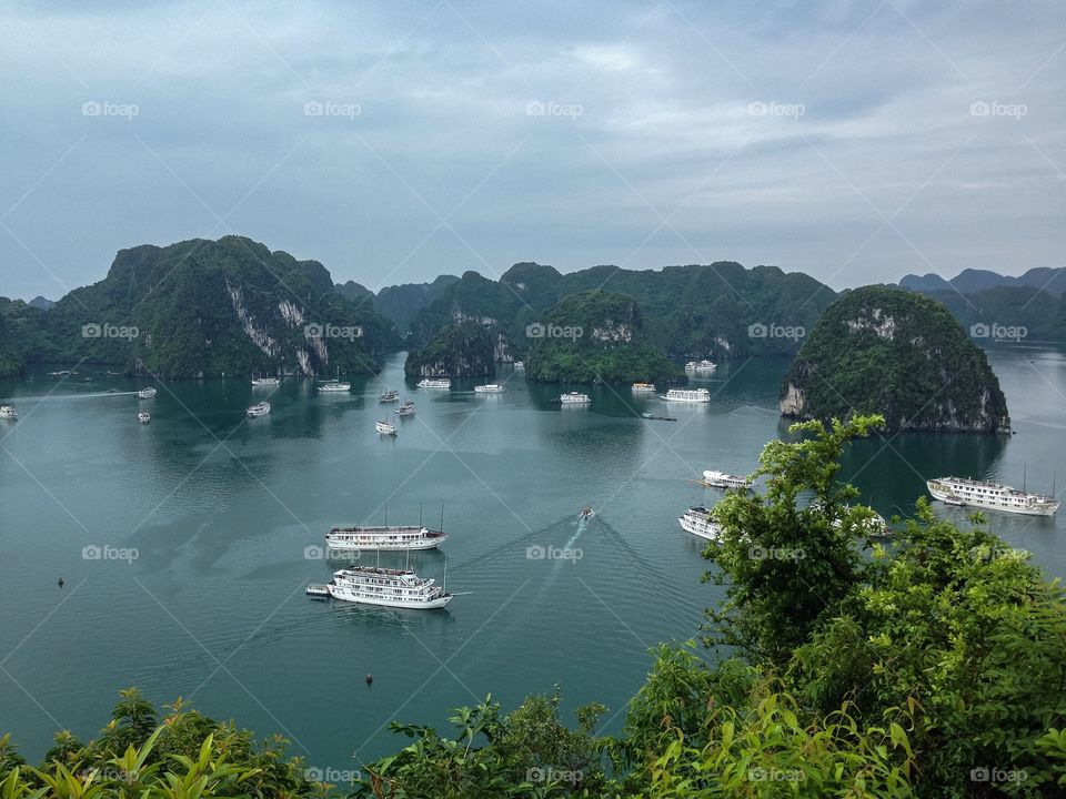 High angle view of boat in sea