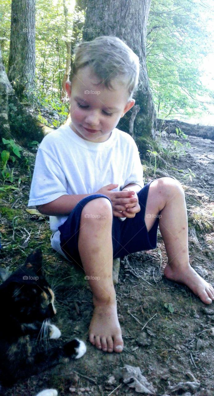 Boy and Cat