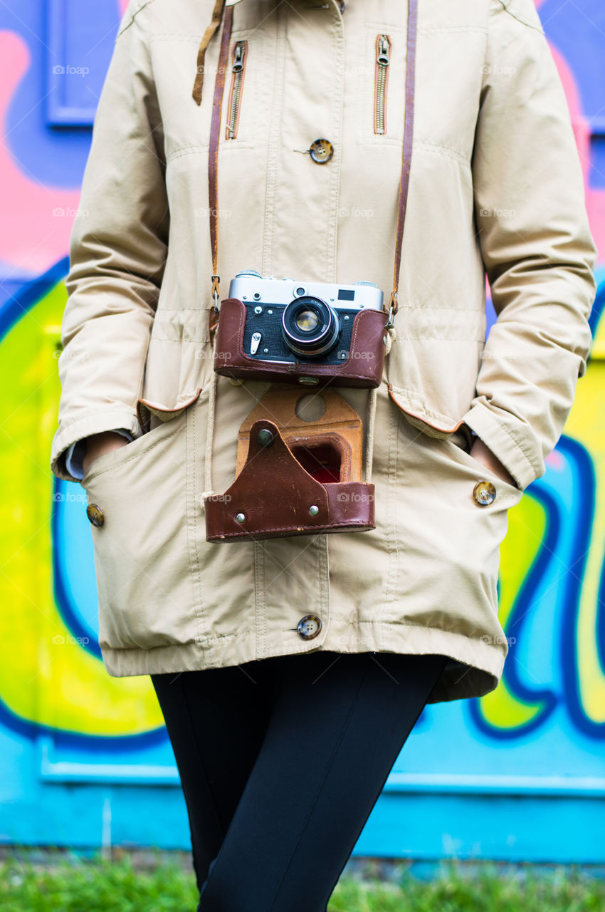 girl with retro camera