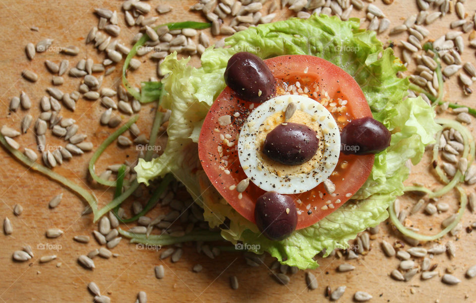 Beautiful burger, flat lay