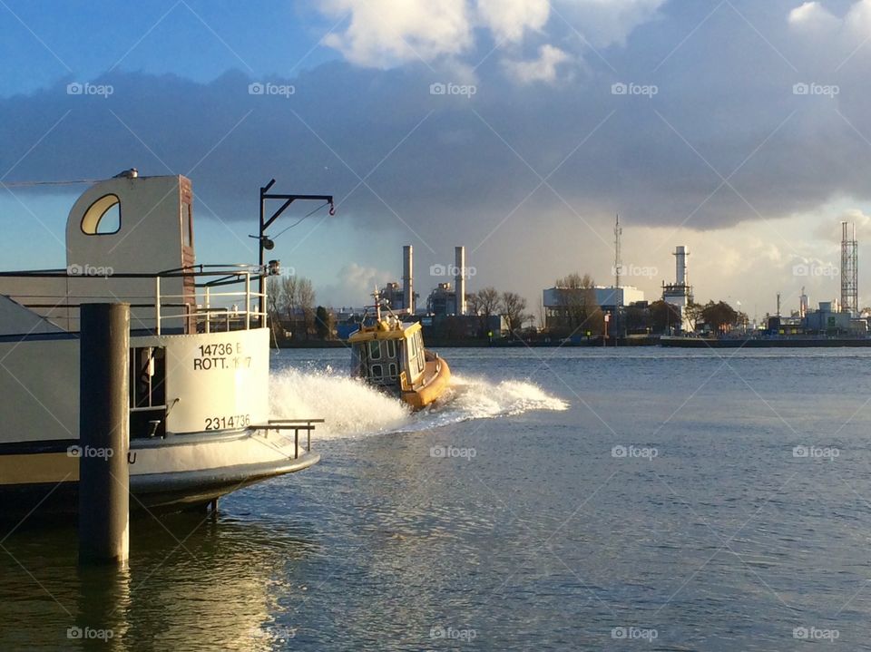 Going with the waterbus in Holland.