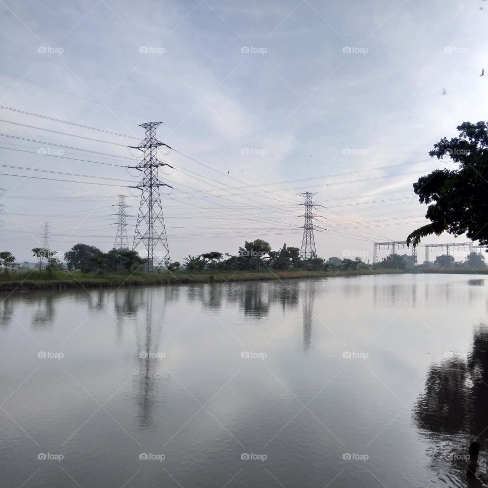 Beautiful lake on the city