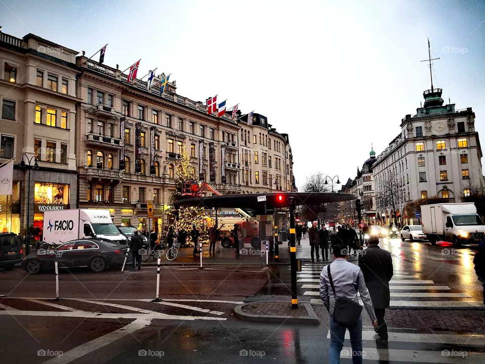 Busy in the street.