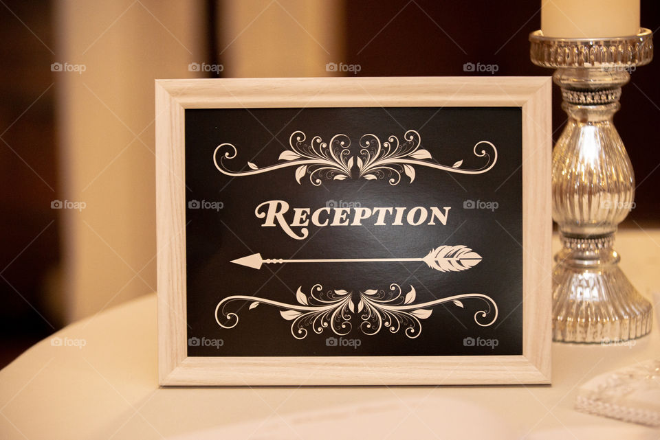 Wedding Reception Directional Sign with Arrow